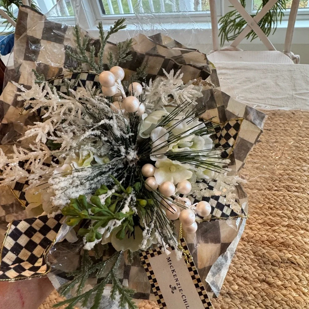 MacKenzie-Childs Black and White Checkered Faux Floral Bouquet
